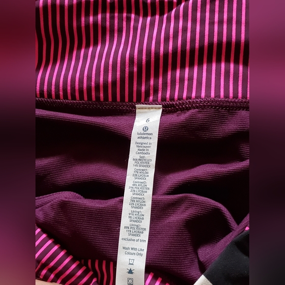 LULULEMON 6 Groovy Run Short Plum Raspberry Glo Light Pow Stripe Shorts🌺 - Picture 4 of 8